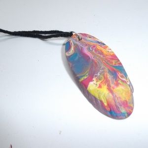 Tye dye Handpainted Boho Driftwood Necklace